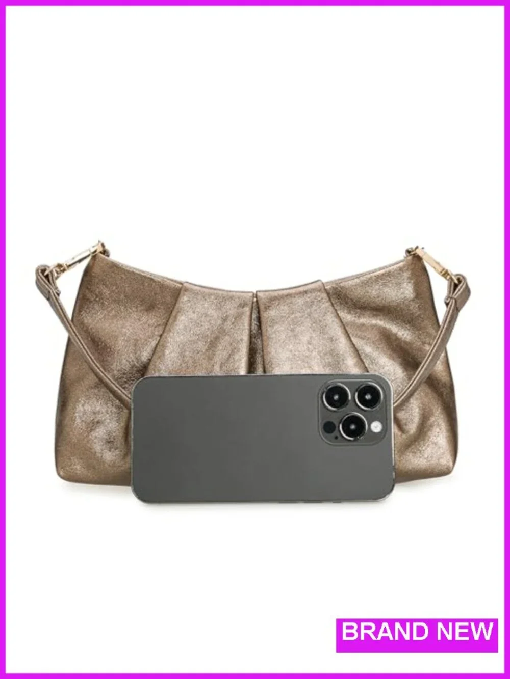 Women Pleated PU Leather Clutch Handbag with Detachable Straps for Formal Events